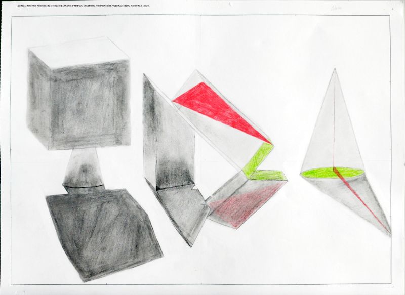 ADRIÁN BENÍTEZ RODRÍGUEZ. 2º BACHILLERATO. PRISMAS VOLUMEN PROPORCIÓN VALORACIONES SOMBRAS. 2023